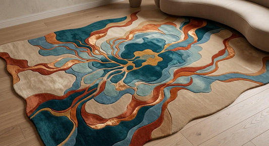 Abstract Organic Shape Tufted Rug, Modern Handmade Area Carpet,