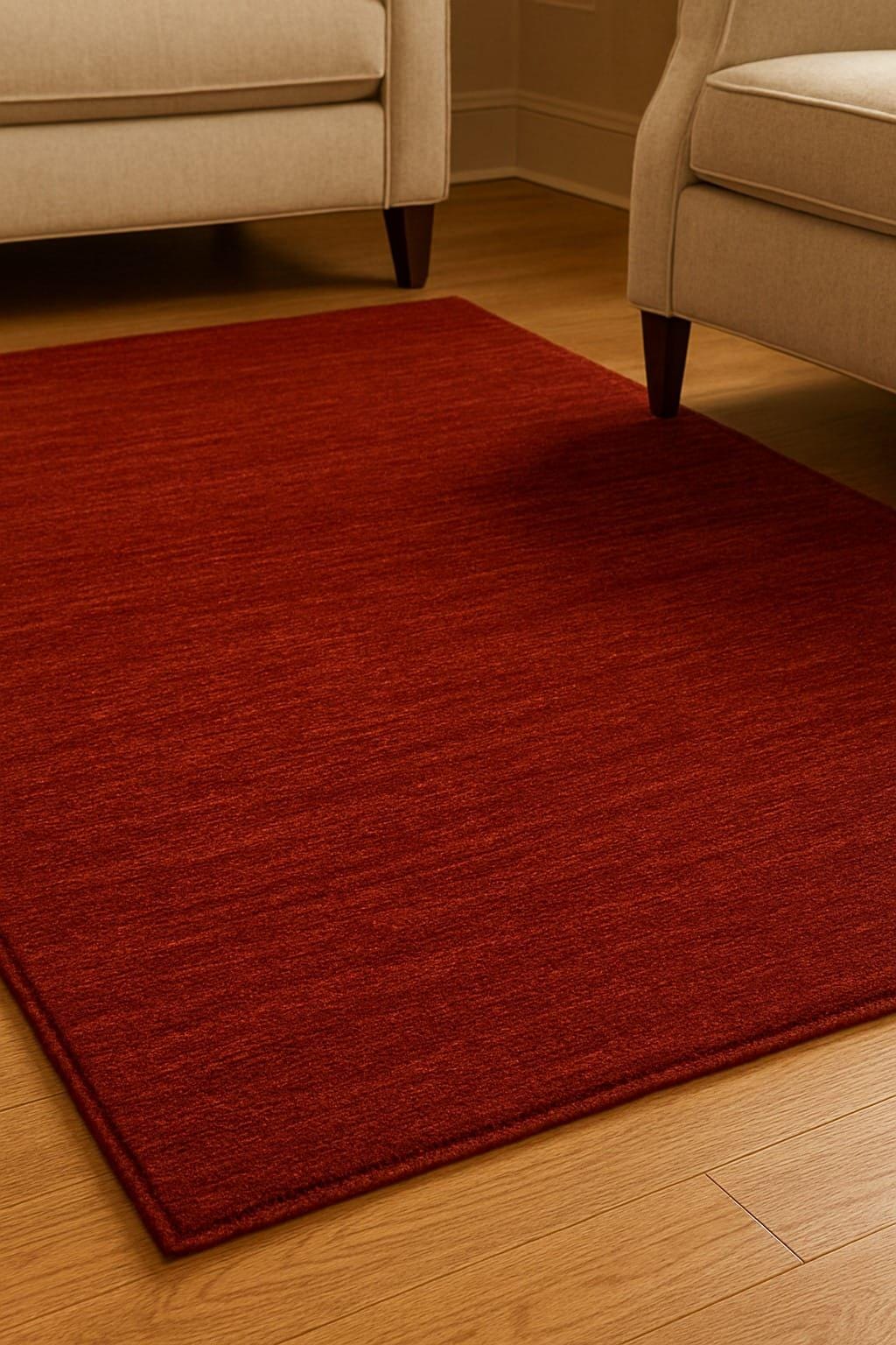 Hand Loom Burgundy Wool Area Rug