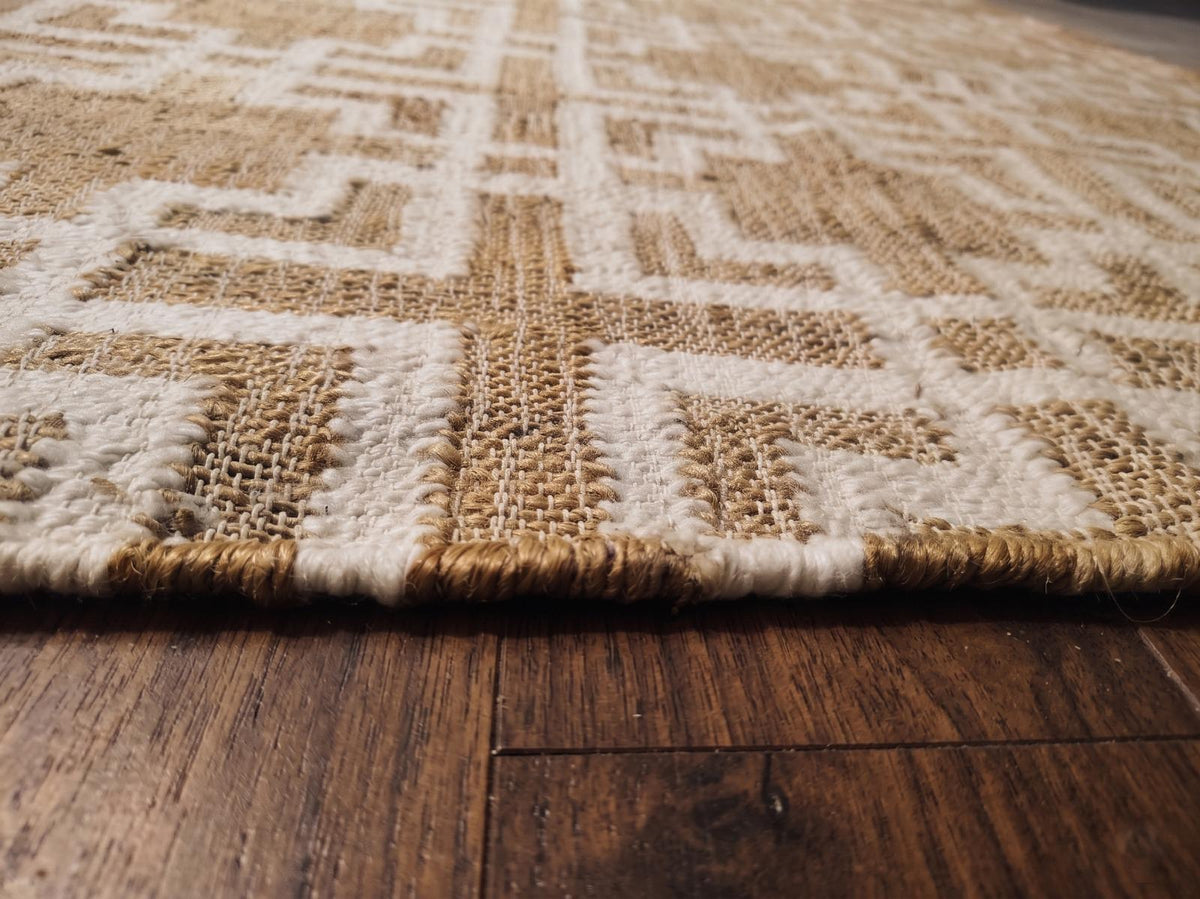 Abstract Geometric Rug, Handmade Jute Labyrinth Pattern