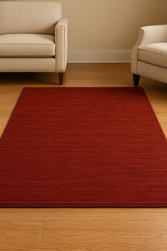 Hand Loom Burgundy Wool Area Rug