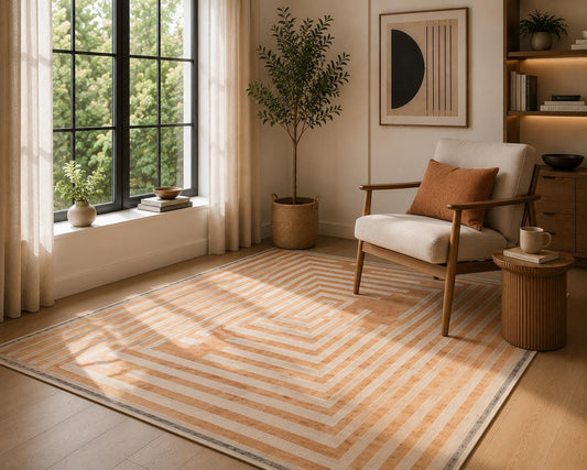 Elegant Geometric Tufted Rug, Beige Cream Maze Pattern Area Rugs