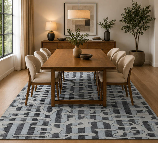 Modern Abstract Geometric Area Rug, Hand Tufted