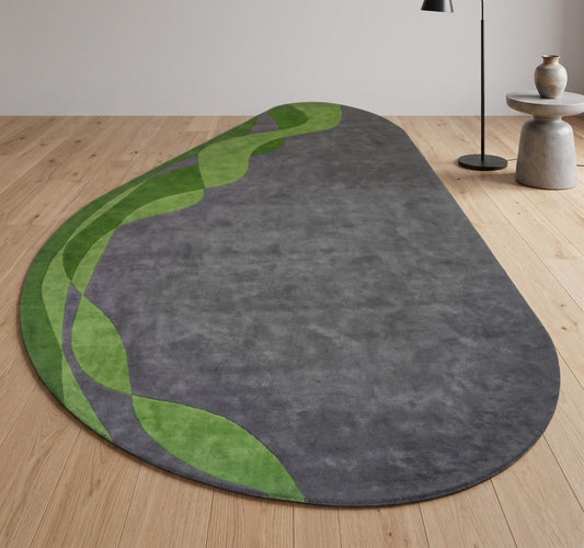 Stylish Abstract Green Gray Irregular Area Rug
