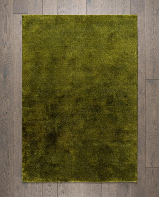 Handloom Wool Rug: Modern Textured Green Area Carpet