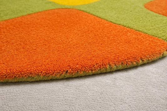 Colorful Round Area Rug, Modern Abstract Geometric Rug