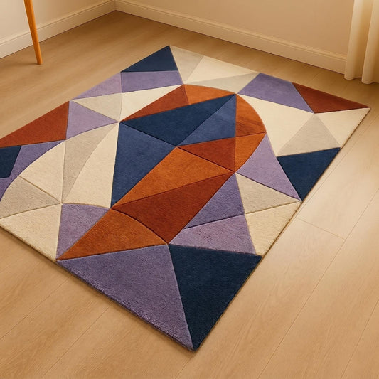 Stylish Geometric Tufted Area Rug, Abstract Color Block Carpet