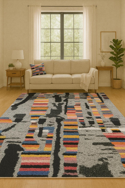 Hand Knoted Abstract Wool Area Rug