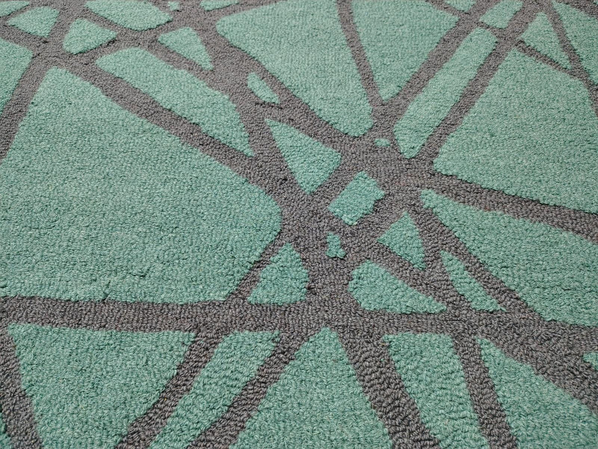 Modern Aqua Blue Area Rug, Abstract Geometric Carpet, Contemporary Bedroom Living Room Floor Decor Rug