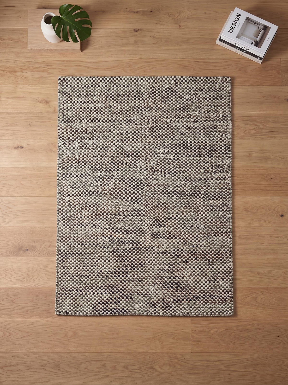 Hand Knoted Wool Area Rug, Neutral Textured Rug