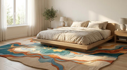 Abstract Organic Shape Tufted Rug, Modern Handmade Area Carpet,