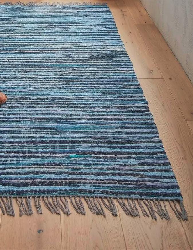 Handwoven Blue Striped Rug