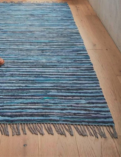 Handwoven Blue Striped Rug
