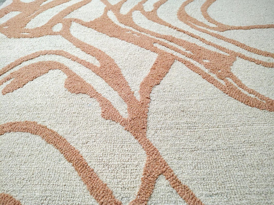 Modern Abstract Ivory & Terracotta Area Rug