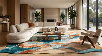 Abstract Organic Shape Tufted Rug, Modern Handmade Area Carpet,