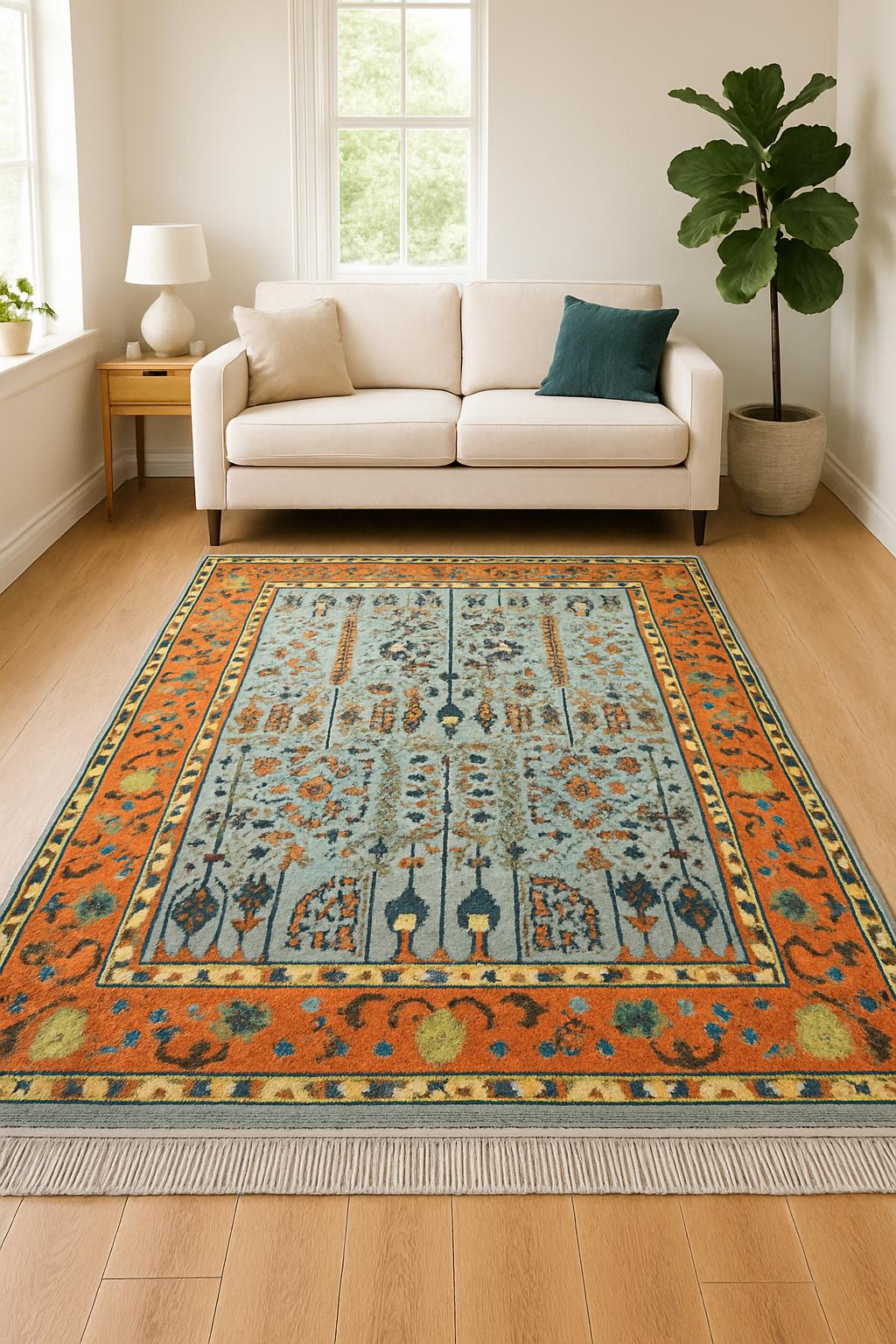 Hand-Knotted Wool Area Rug