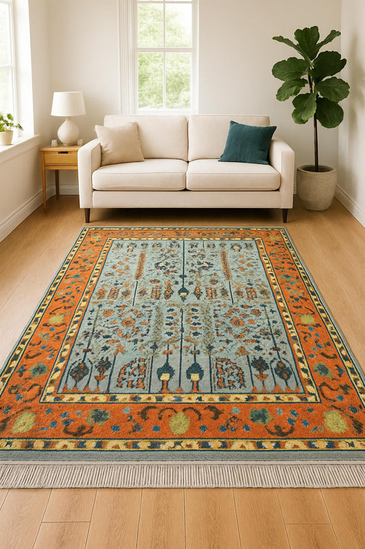 Hand-Knotted Wool Area Rug
