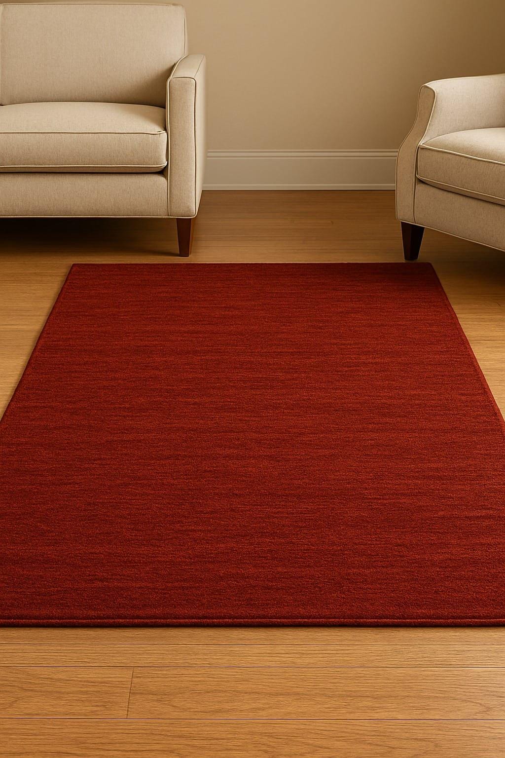 Hand Loom Burgundy Wool Area Rug
