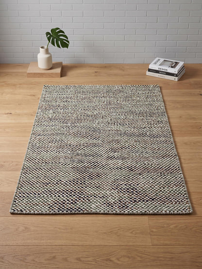 Hand Knoted Wool Area Rug, Neutral Textured Rug