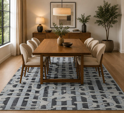 Modern Abstract Geometric Area Rug, Hand Tufted
