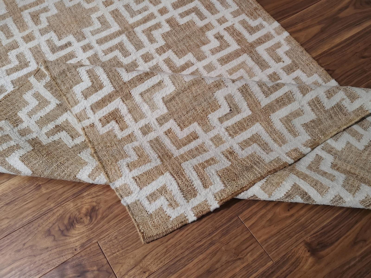 Abstract Geometric Rug, Handmade Jute Labyrinth Pattern