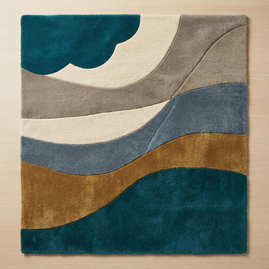 Abstract Hand Tufted Rug Modern Wave Area Rug
