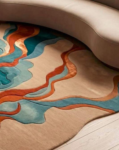 Abstract Organic Shape Tufted Rug, Modern Handmade Area Carpet,