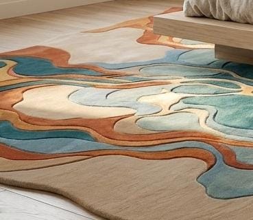 Abstract Organic Shape Tufted Rug, Modern Handmade Area Carpet,