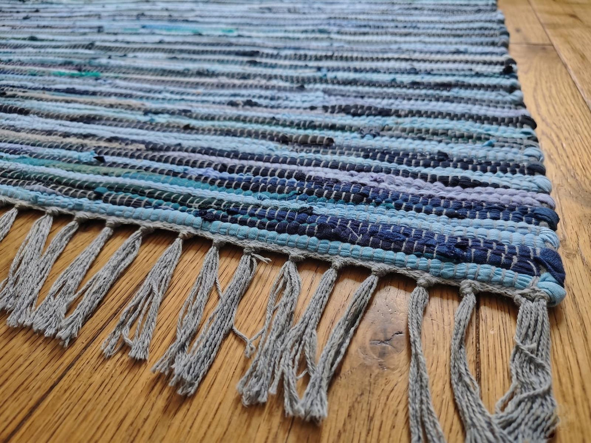 Handwoven Blue Striped Rug