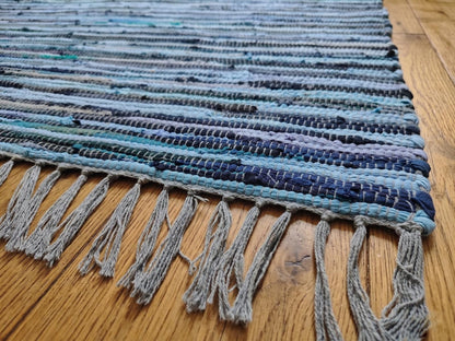 Handwoven Blue Striped Rug
