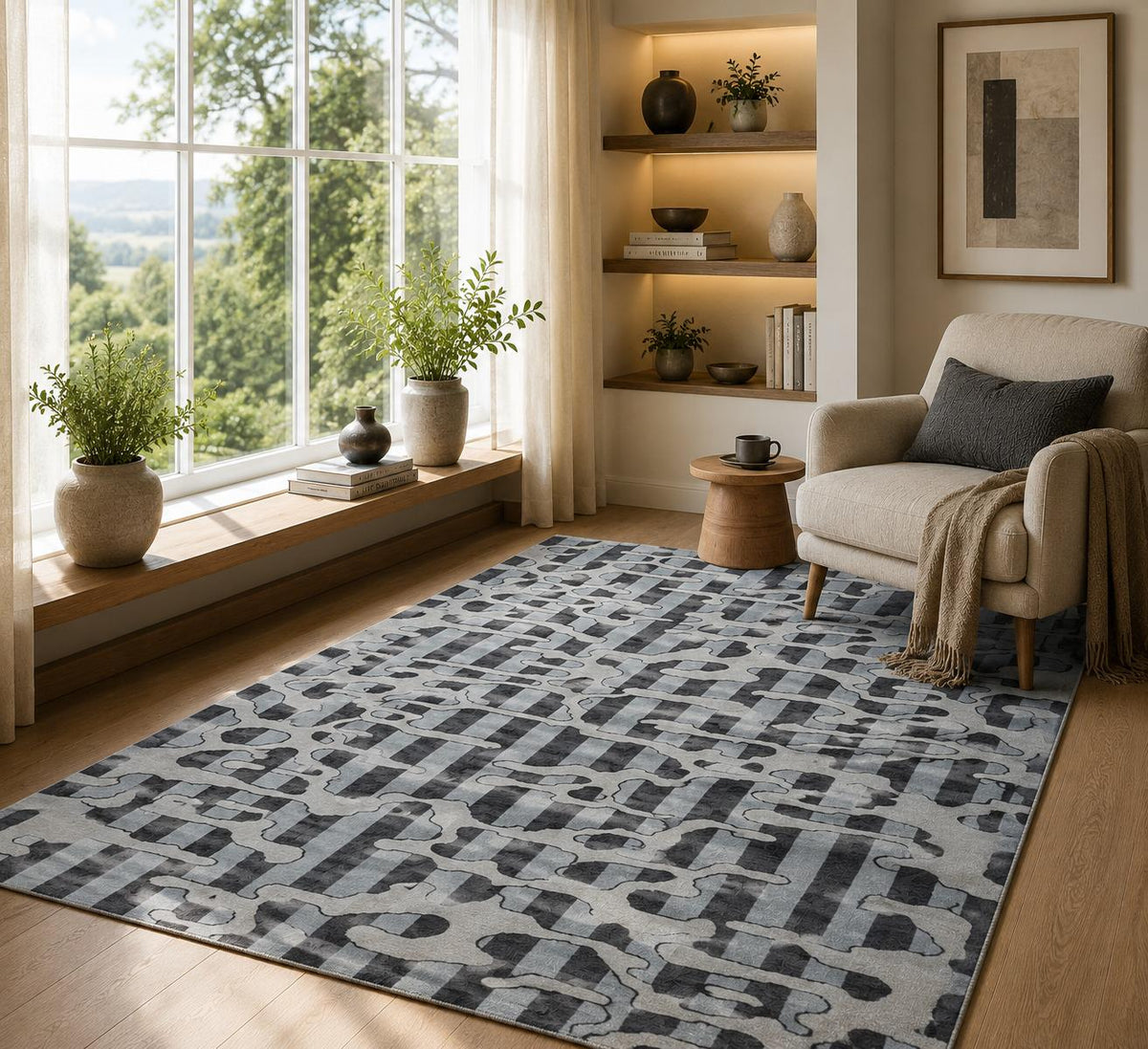 Modern Abstract Geometric Area Rug, Hand Tufted