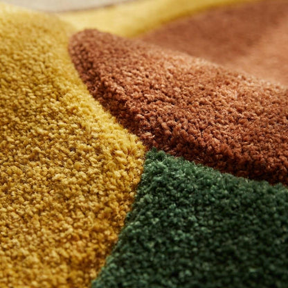 Hand-Tufted Wool Rug – Retro Abstract Sculptural Design