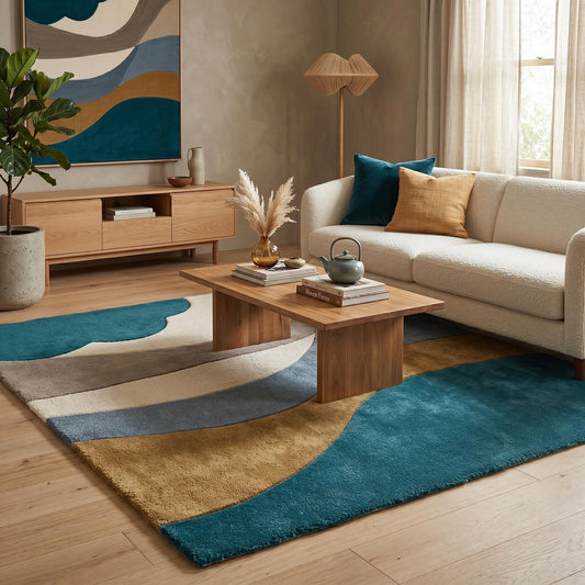 Abstract Hand Tufted Rug Modern Wave Area Rug