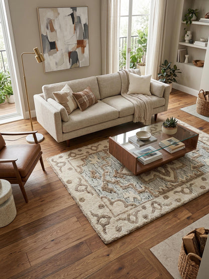 Hand Knotted Wool Area Rug