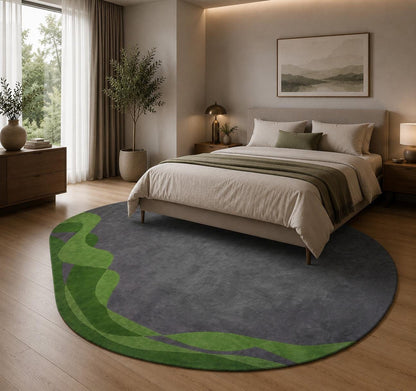 Stylish Abstract Green Gray Irregular Area Rug