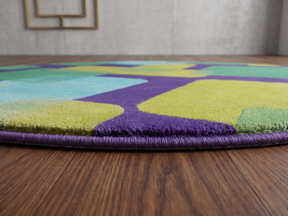 Modern Round Area Rug Colorful Geometric Abstract Rug