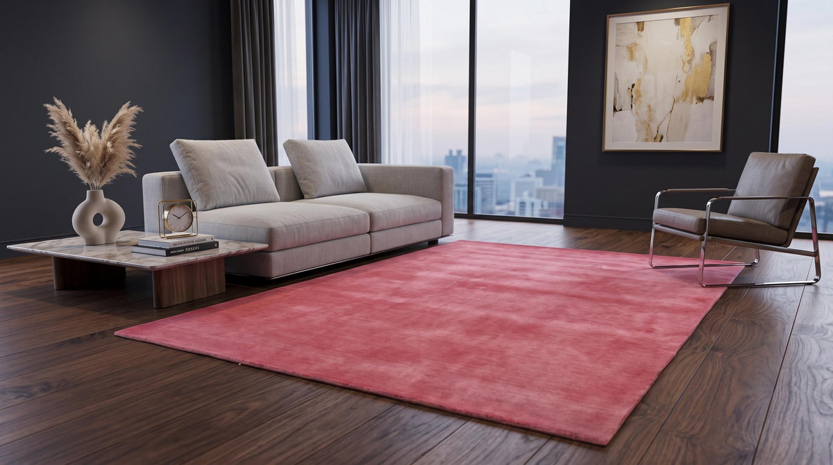 Blush Cardinal Hand Loom Wool Rug, Modern Minimalist Area Mat