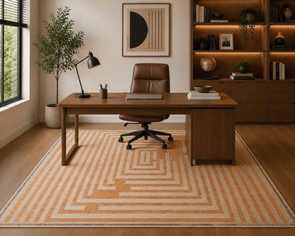 Elegant Geometric Tufted Rug, Beige Cream Maze Pattern Area Rugs