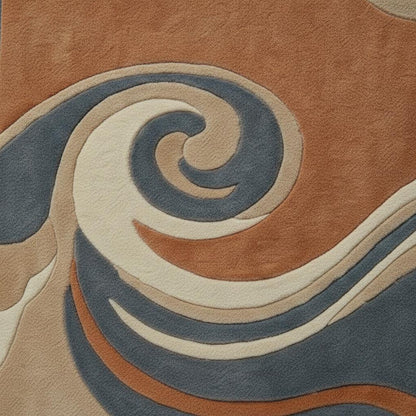 Hand-Carved Wool Rug, Teal Terracotta Marine Coral