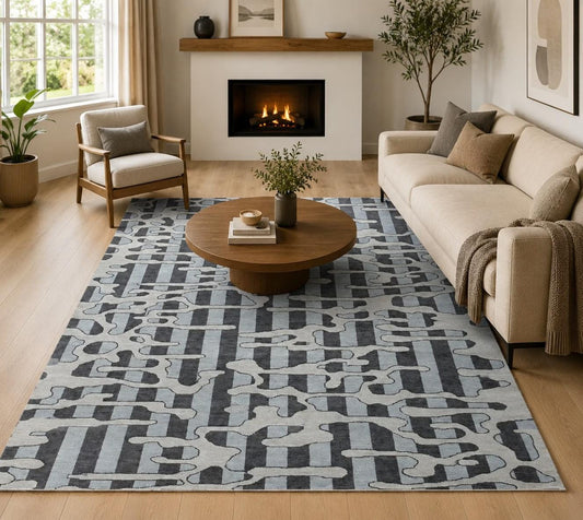 Modern Abstract Geometric Area Rug, Hand Tufted
