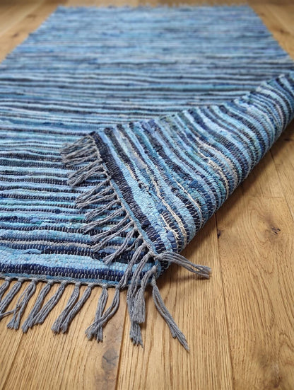 Handwoven Blue Striped Rug