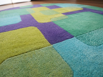 Modern Round Area Rug Colorful Geometric Abstract Rug