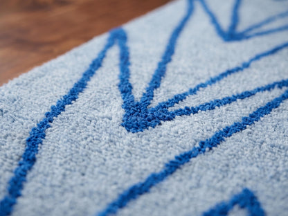 Modern Blue Zigzag Area Rug, Handtufted Geometric Rug
