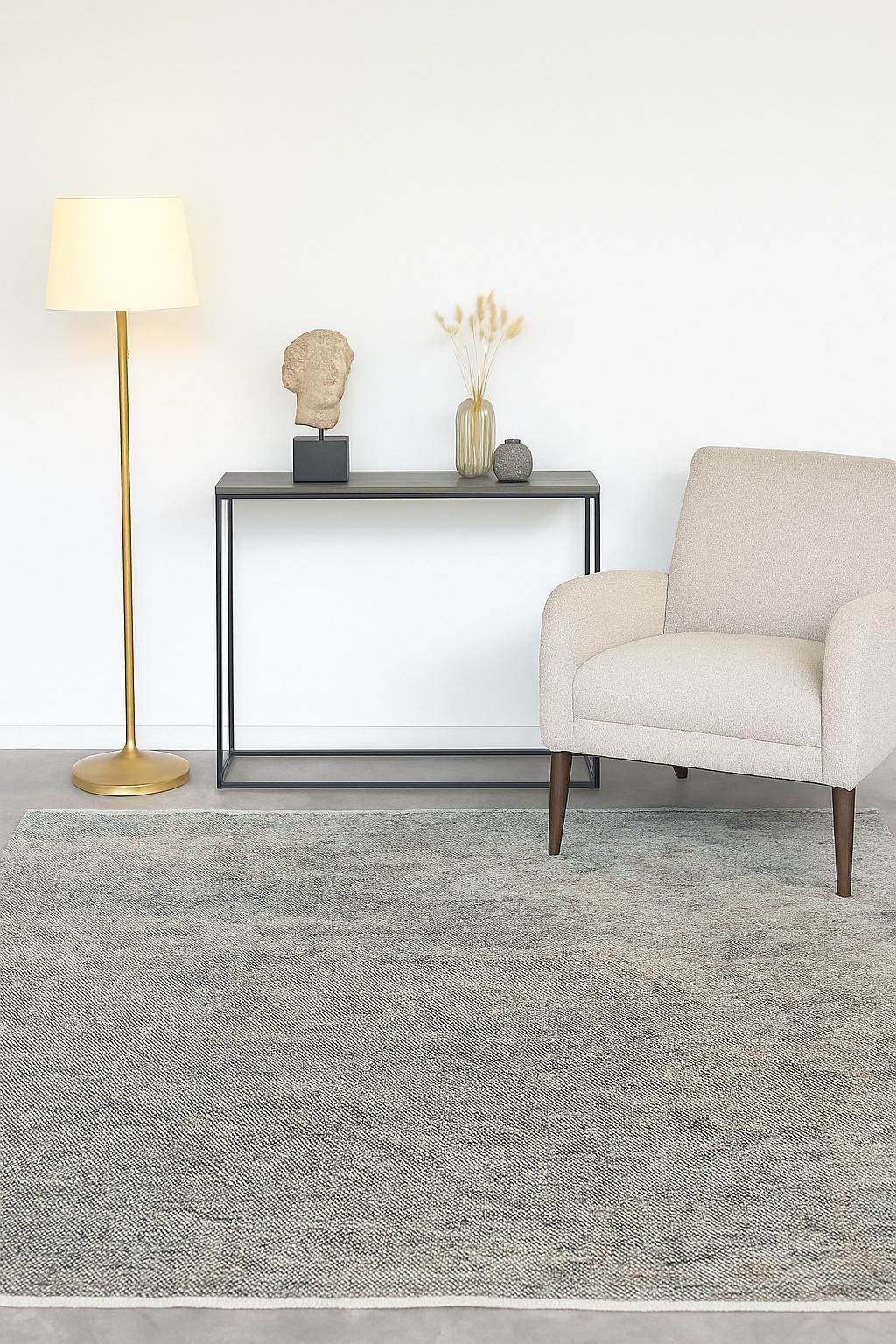 Hand Knoted Wool Area Rug, Neutral Textured Rug