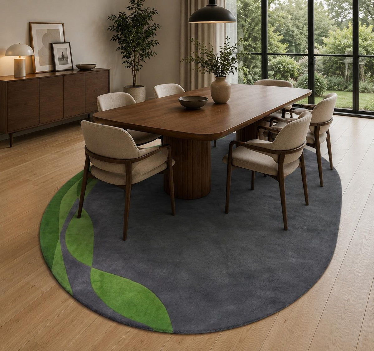Stylish Abstract Green Gray Irregular Area Rug
