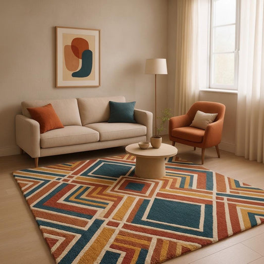 Hand Tufted Geometric Wool Viscose Rug