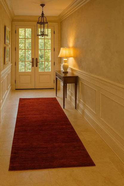 Hand Loom Burgundy Wool Area Rug