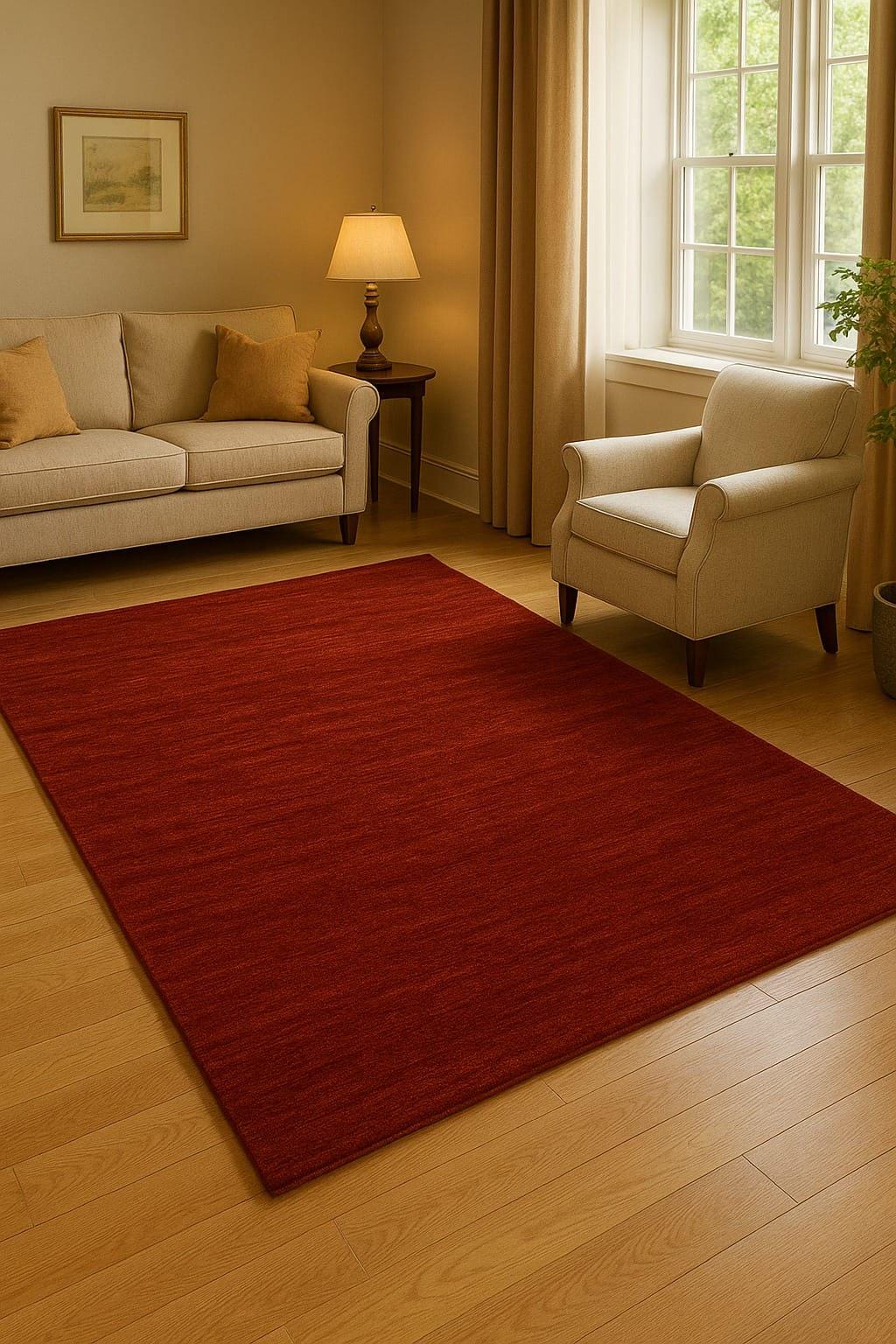 Hand Loom Burgundy Wool Area Rug