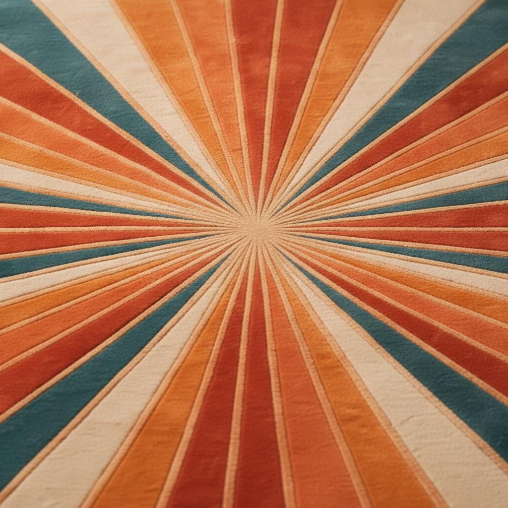 Retro Sunburst Area Rug, Hand Tufted Modern