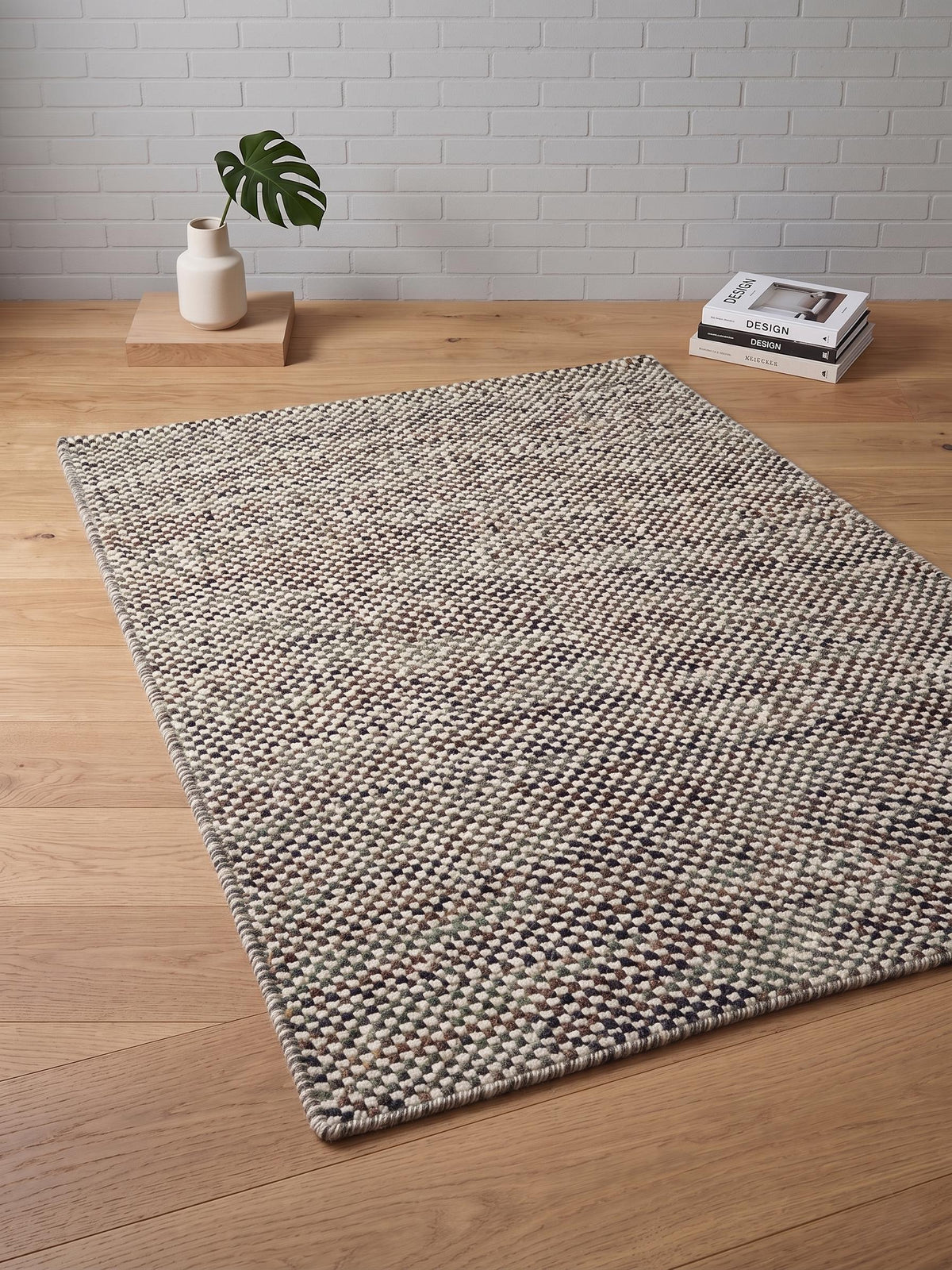 Hand Knoted Wool Area Rug, Neutral Textured Rug