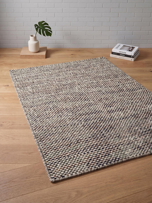 Hand Knoted Wool Area Rug, Neutral Textured Rug